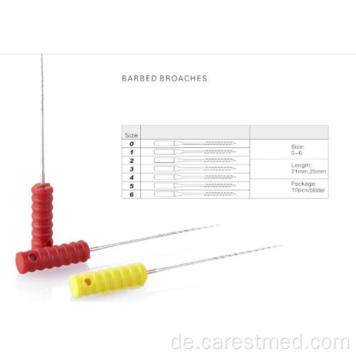 Dentalzubehör Dental Barbed Broaches mit Griff aus Edelstahl 0-6 #